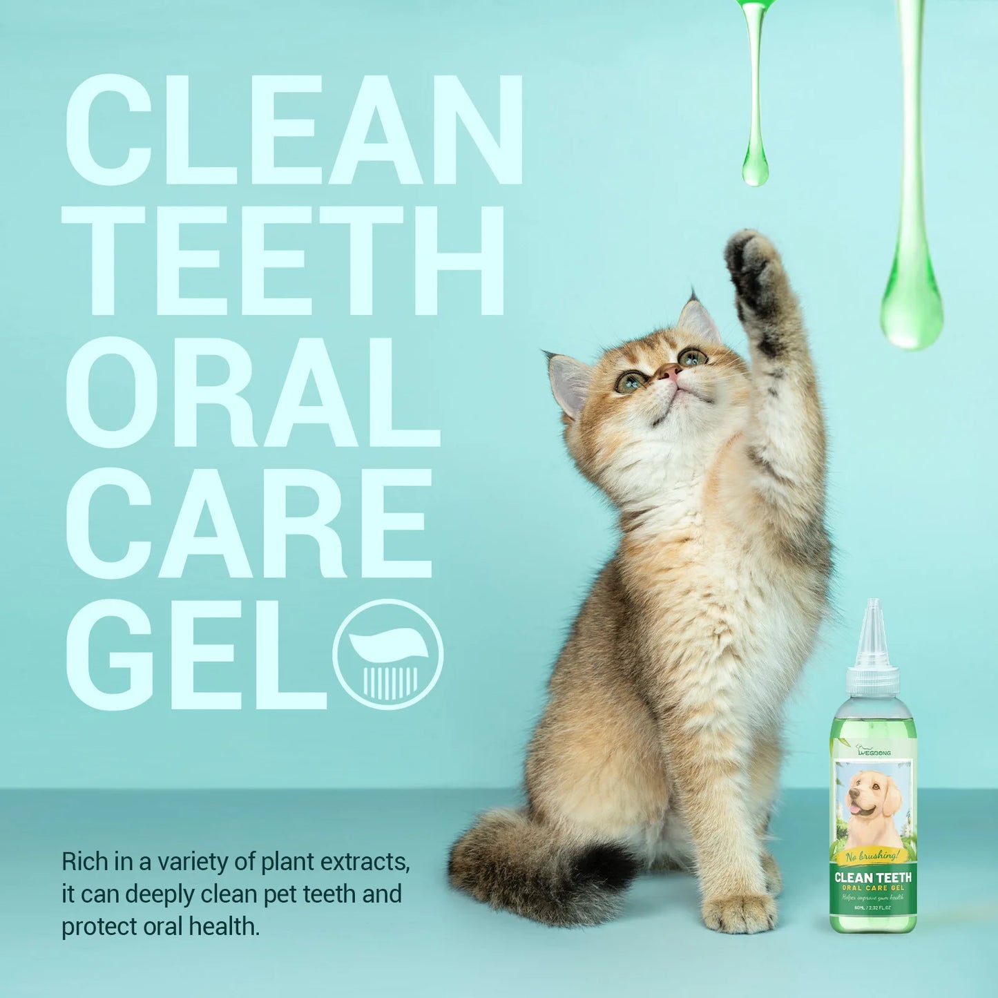 Pet Oral Cleaning Gel Bad Breath Tartar Eliminator Plaque Removal Oral Tooth Stain Deodorant Whiten Teeth Cat Teeth Repair Gel