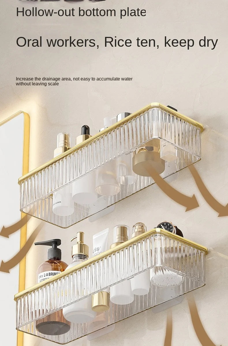 Household Bathroom Shelves Without Drilling Makeup Organizer Acryl Corner Shelf Items Bathroom Storage Rack Shampoo Holder