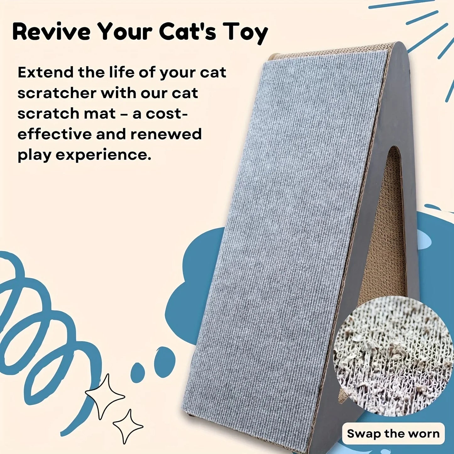 Cat Scratch Mats Self-Adhesive Replacement Cat Scratching Mats Cat Wall Furniture Protector Wear Resistant Mat