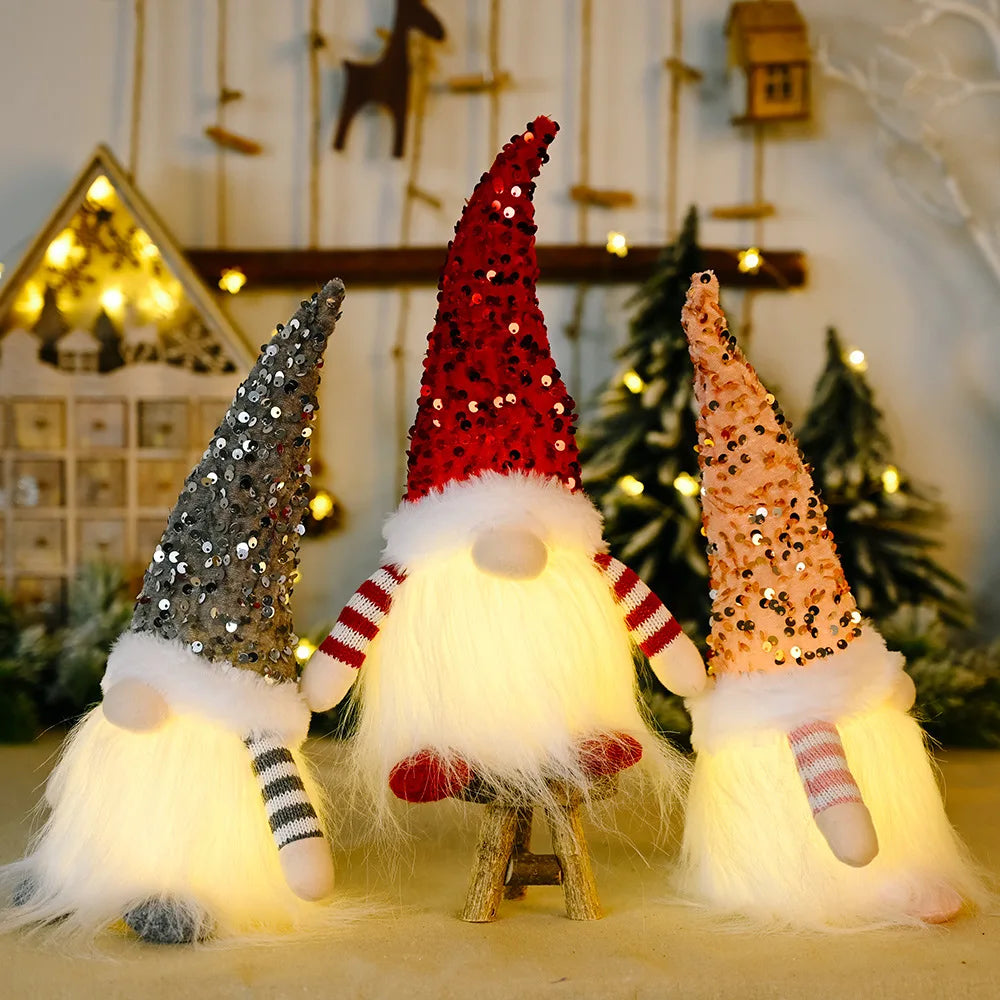 Glowing Gnome Christmas Faceless Doll 30cm Tree Decorations 2024 Night Light Xmas Gift Navidad 2023 New Year Home Decor