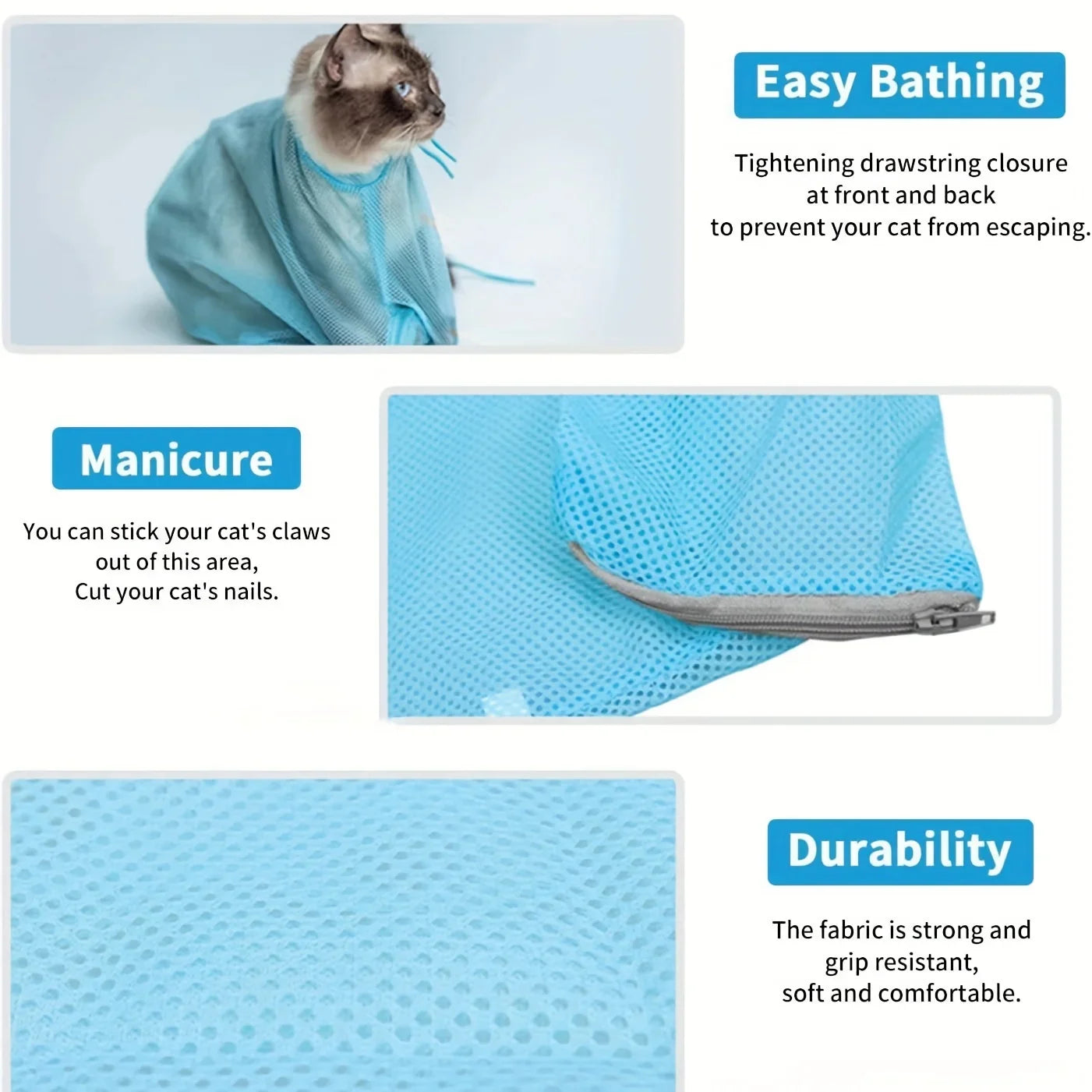 Cat washing bag multi-purpose nail clipper anti-scratch and anti-bite bathing bag fixed bag cat cleaning and grooming tools