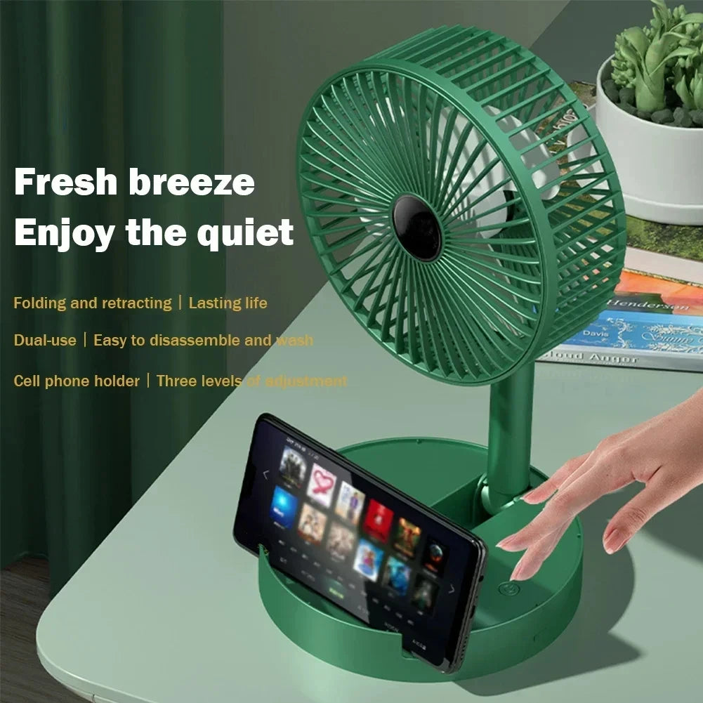 Electric Stand Fan USB / 3 Speeds Folding Portable Telescopic Floor Adjustable Height Mini Fan for Bedroom Indoor