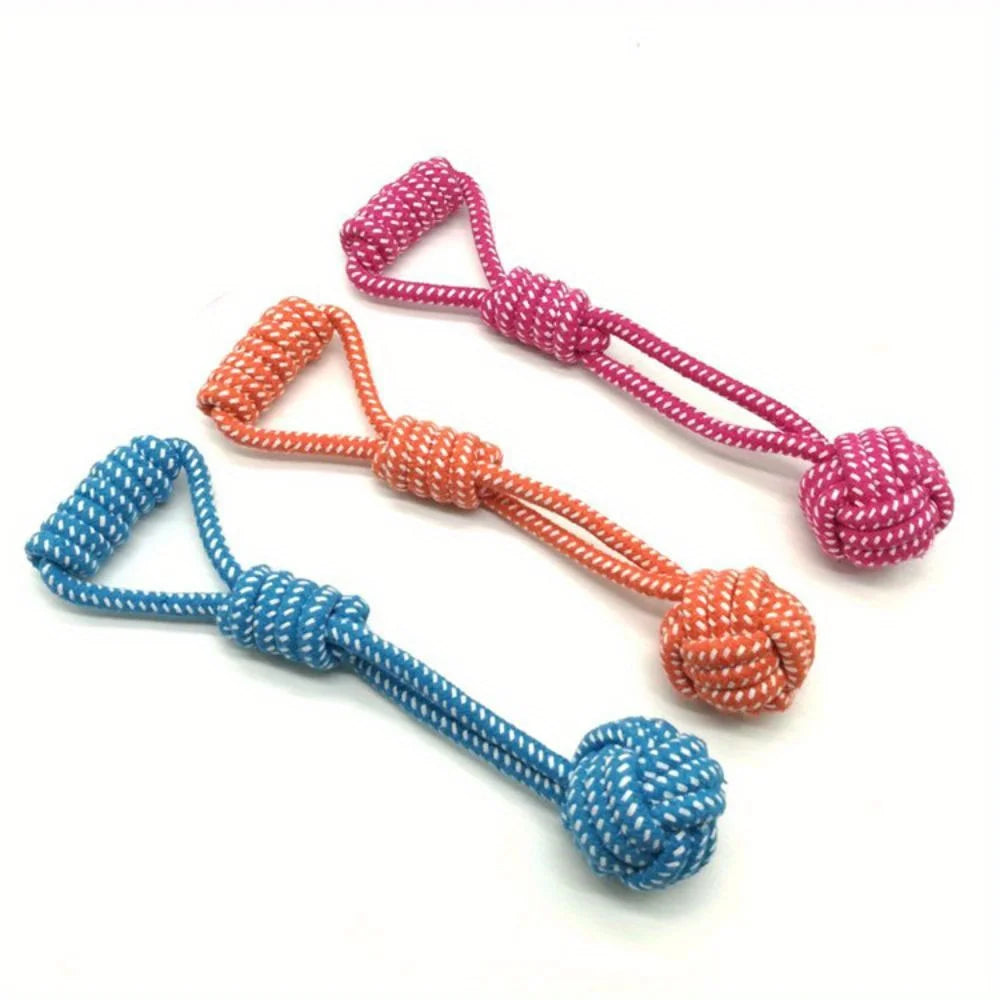1pcs Dog Cotton Rope Toy Molar Bite Resistant Braided Rope Knot Toy Medium Large Hand Pull Toy Pet Random Color