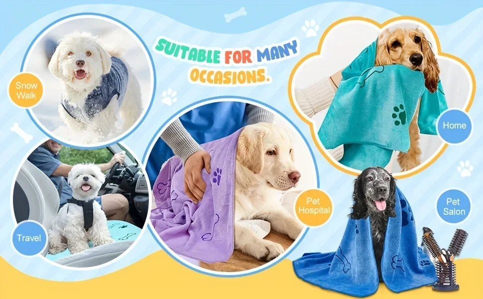 Dog Towel Drying Dog Cat Pet Towel Puppy Microfiber Quick Drying Dog Claw Bath Towel Pet Bath Products Absorbent Pet Supplies