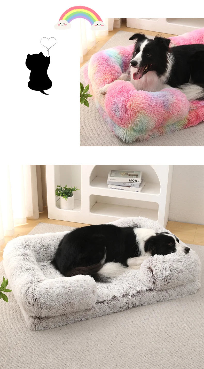 Square Dog Bed Dog Plush Pet Bed Winter Thickened Pad Dog Sleeping Bed Sofa Removable Pad Dog Small Large Dog square kennel