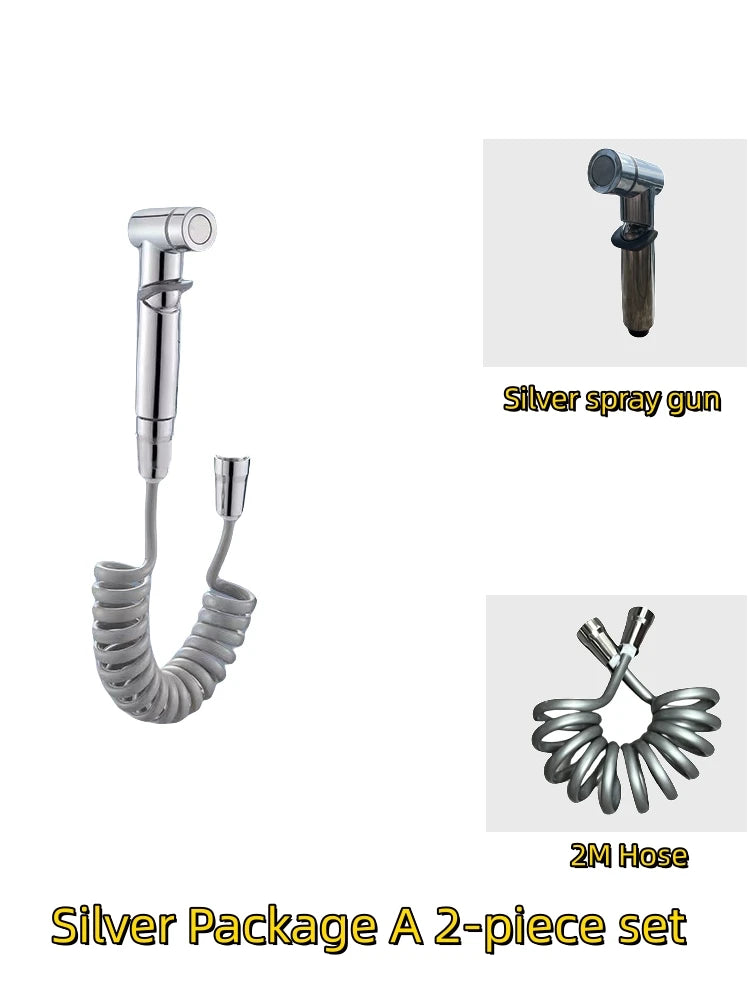 Bidet Toilet Sprayer Set Spray Water Bathroom Handheld Bidet Sprayer Toilet Shower Double Outlet Angle Valve Toilet Accessories