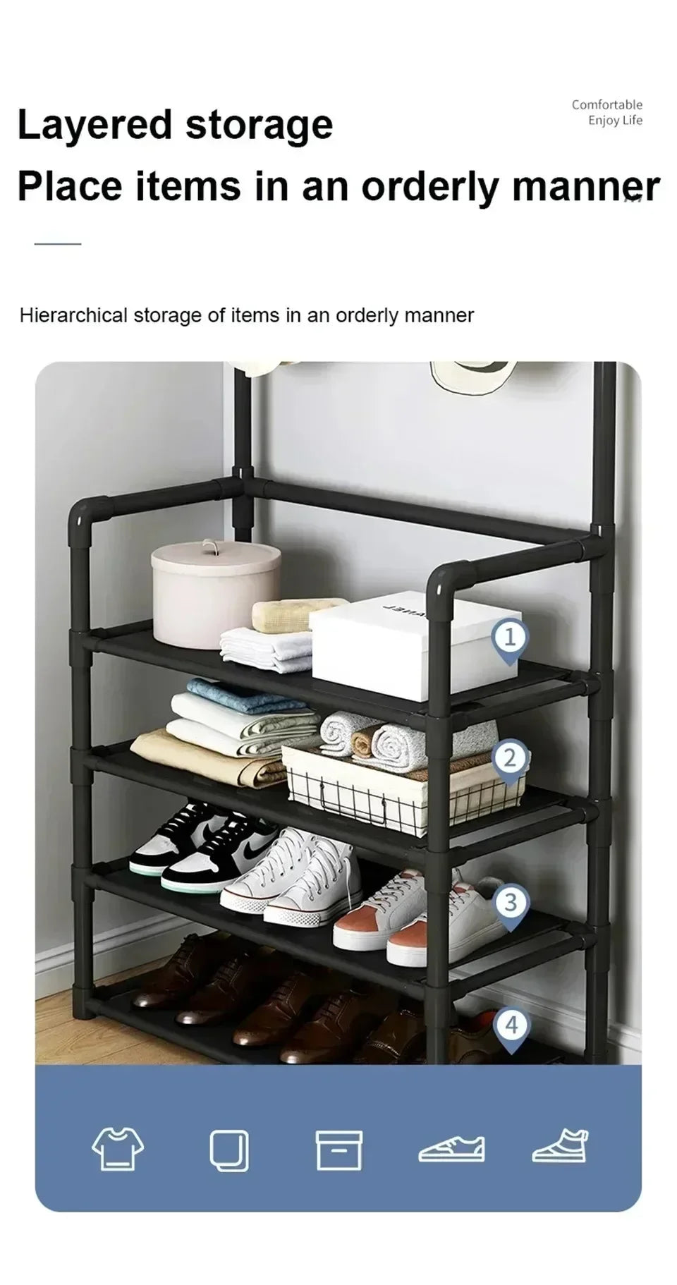 Shoe Multi-ayer Rack DIY Organizer Clothes Storage Load-bearing Organizer Hat Hanger Household Shoes Multifunctional Shoe Rack