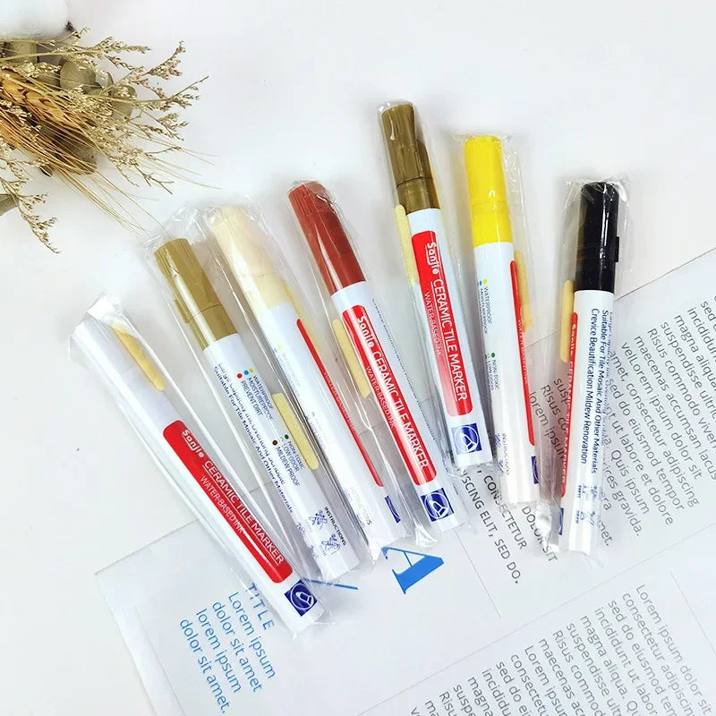 Ceramic tile floor gap color repair pen