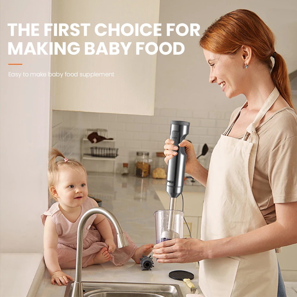 MIUI Hand Immersion Blender 1000W Powerful 4-in-1,Stainless Steel Stick Food Mixer