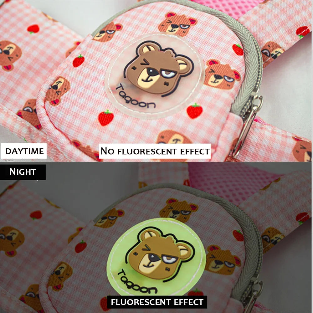 Pet Harness with Backpack for Dog Outdoor Travel Dog Snacks Backpack Cute Bear Motif Dog Harness with Leash Mini Dog Backpack