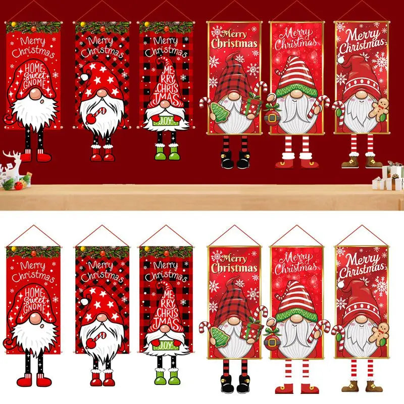 Santa Claus Hanging Flag Merry Christmas Decorations For Home 2023 Xmas Gifts Christmas Ornament Navidad Natal New Year 2024