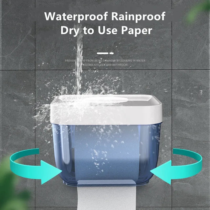 Waterproof Wall Mount Toilet Paper Holder Shelf Toilet Roll Paper Tube Storage Rack Storage Box Tray Rack Bathroom Supplies