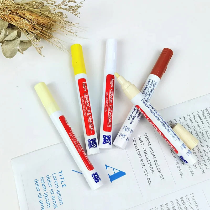 Ceramic tile floor gap color repair pen