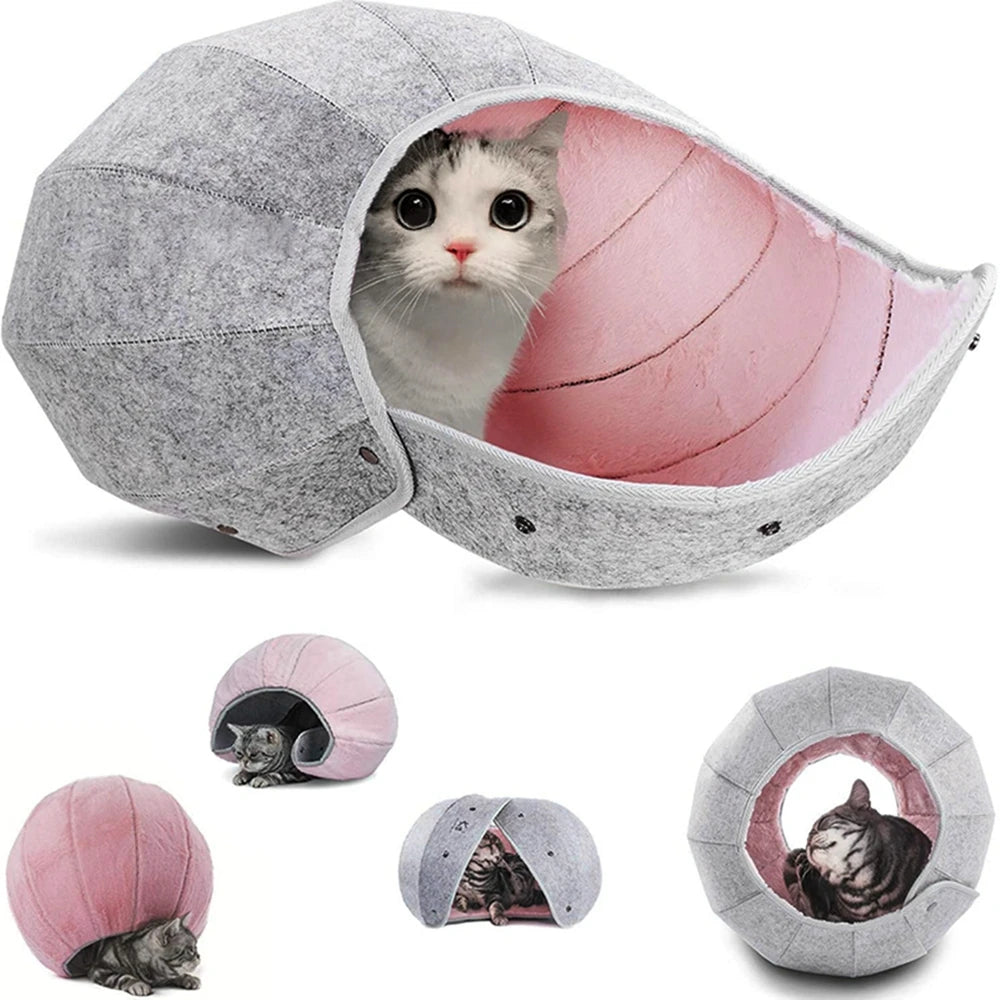1pcs Pet Spherical Foldable Multiplayability Cat Toy Bed Interactive Cat Tunnel Toy Dual-Use Indoor Toy Cat House Kitten Mat