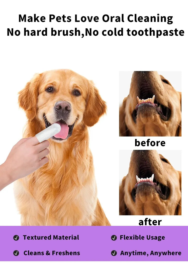 Pet cleaning products Disposable finger toothbrush Pet teeth cleaning finger covers wet wipes Dog and cat oral cleaning