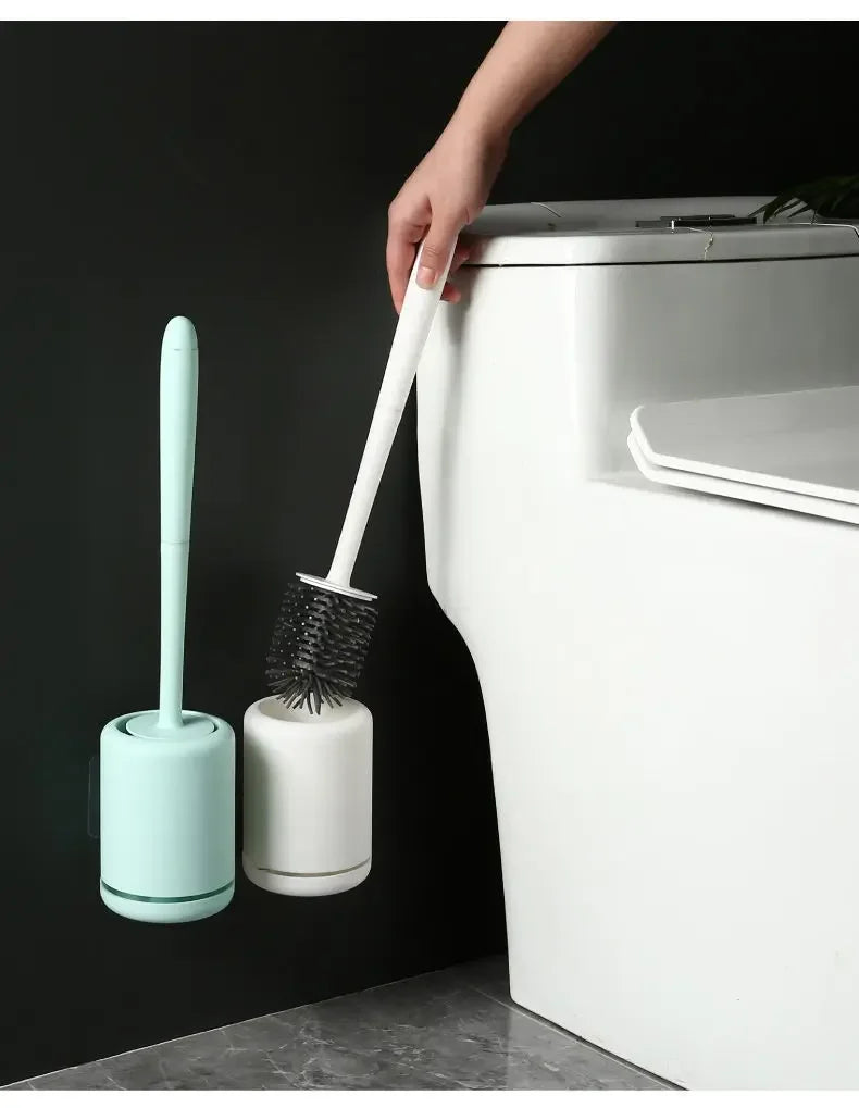 Hanging Silicone Toilet Brush Cleaner with Long Handle Flexible Cleaner Bathroom Brush Quick Drying Holder Bathroom Accessories