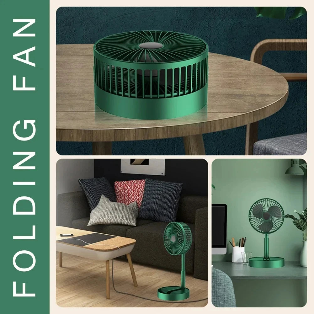 Electric Stand Fan USB / 3 Speeds Folding Portable Telescopic Floor Adjustable Height Mini Fan for Bedroom Indoor