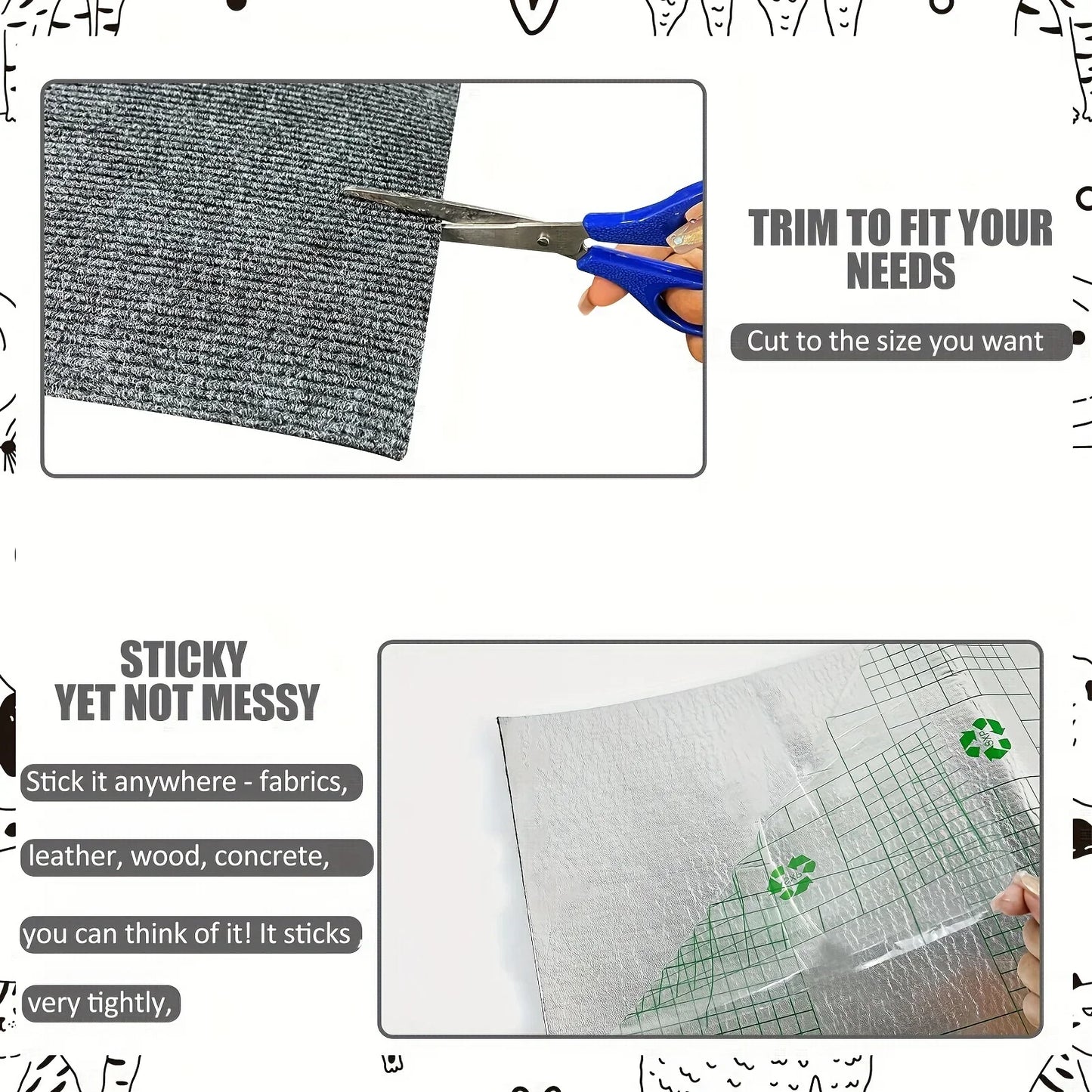 Cat Scratch Mats Self-Adhesive Replacement Cat Scratching Mats Cat Wall Furniture Protector Wear Resistant Mat