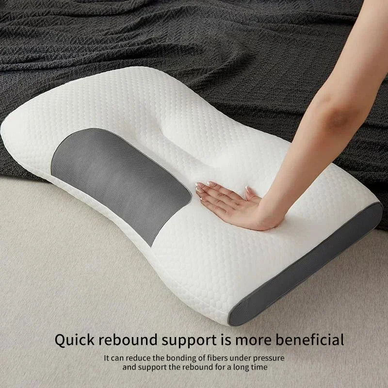 The concave convex design of the human body helps massage the neck, and the fiber massage pillow helps with sleep