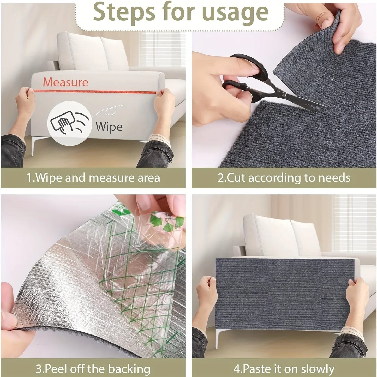 Cat Scratch Mats Self-Adhesive Replacement Cat Scratching Mats Cat Wall Furniture Protector Wear Resistant Mat