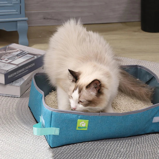 Semi Enclosed Cat Litter Box, Foldable, Portable, Waterproof, Oxford Cloth, Open Cat Toilet Cat Litter Box Pet Supplies & Pet