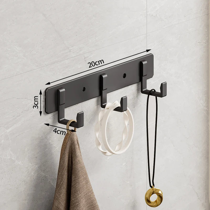 Space Aluminum Black Hook Bathroom Towel Hook Living Room Door Back Clothes Hook Simple Black Storage Hook To Save Space