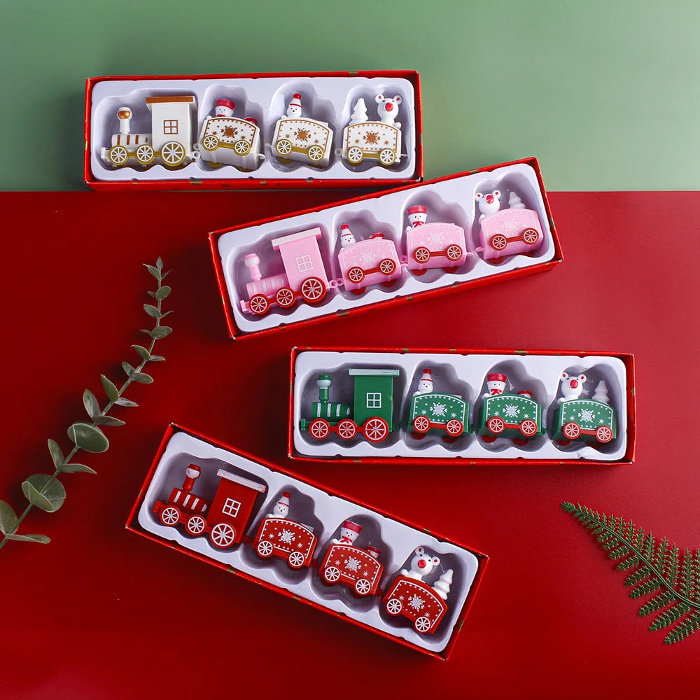 Plastic Christmas Train Merry Christmas Decorations for Home 2024 Cristmas Ornament Xmas Noel Gifts Happy New Year 2025