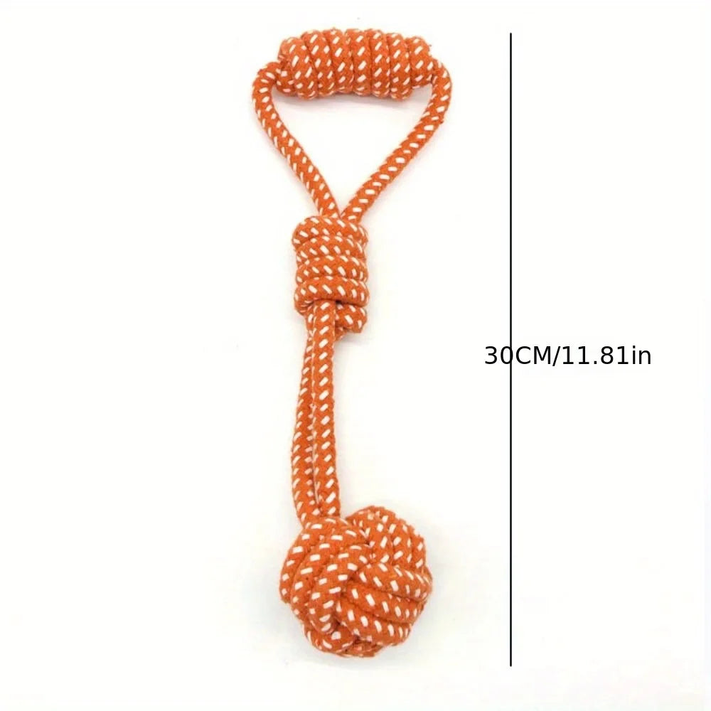 1pcs Dog Cotton Rope Toy Molar Bite Resistant Braided Rope Knot Toy Medium Large Hand Pull Toy Pet Random Color