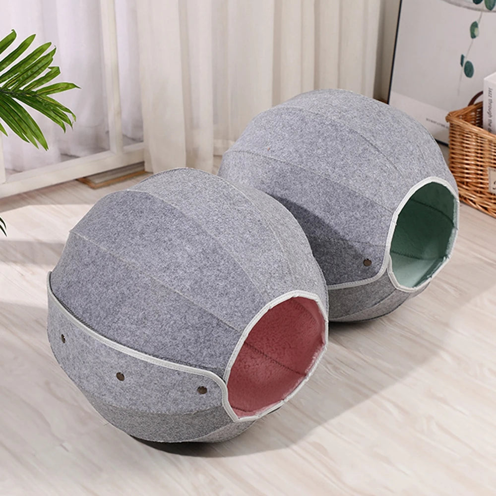 1pcs Pet Spherical Foldable Multiplayability Cat Toy Bed Interactive Cat Tunnel Toy Dual-Use Indoor Toy Cat House Kitten Mat