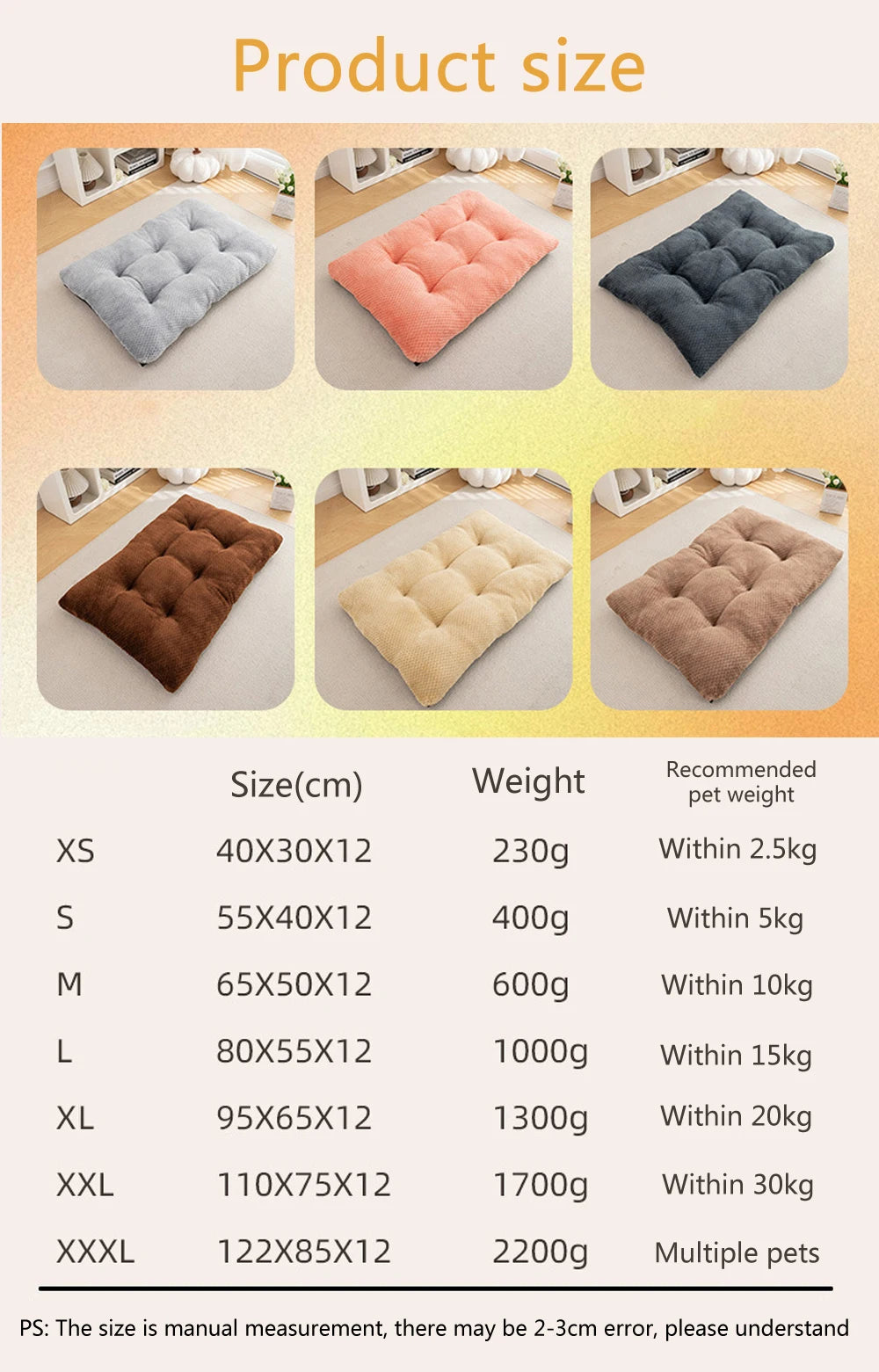 Dog Bed Pet Mat Pet Bed Washable Plush Pet Crate Bed For Dog Anti-Slip Pet Mat Bed For Cat Fluffy Comfy Pet Sleeping Mat