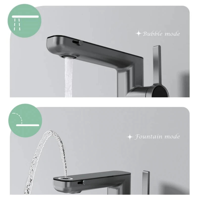 Temperature Digital Display LED Basin Faucet 2 Modes Multi-function Hot Cold Water Sink Mixer Wash Tap For Bathroom