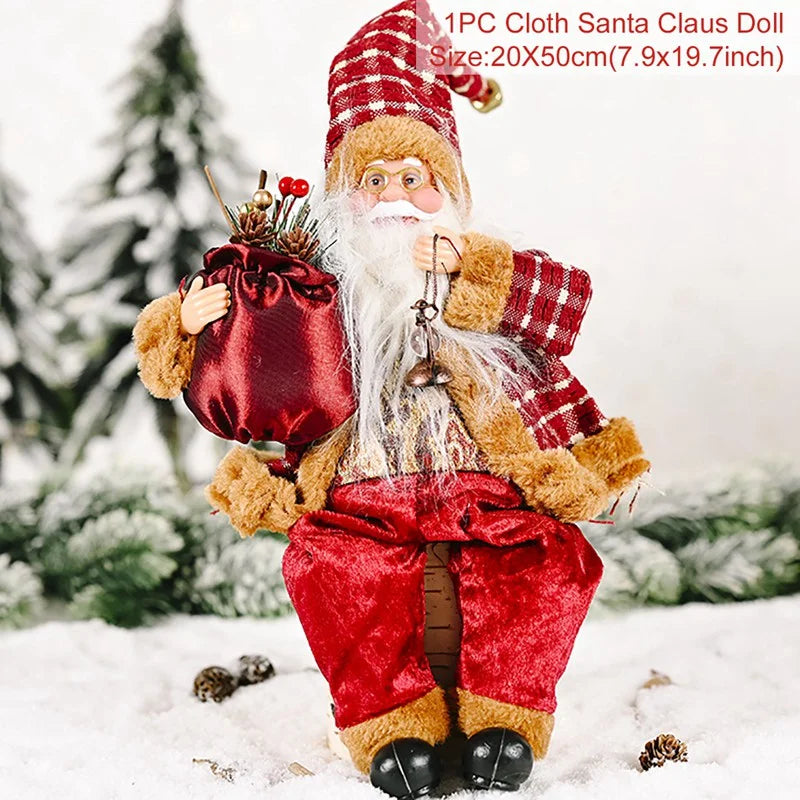 Standing Santa Doll Cute Doll Christmas Decoration 2024 Statue Festive Party Tabletop Cabinet Decoration Supplies Accessories