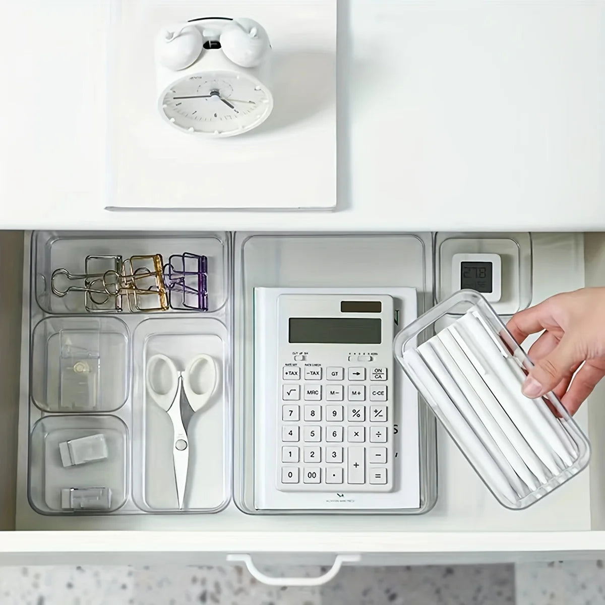 1pc-Acrylic desktop drawer classification transparent miscellaneous storage box, cosmetics, tableware, stationery storage box