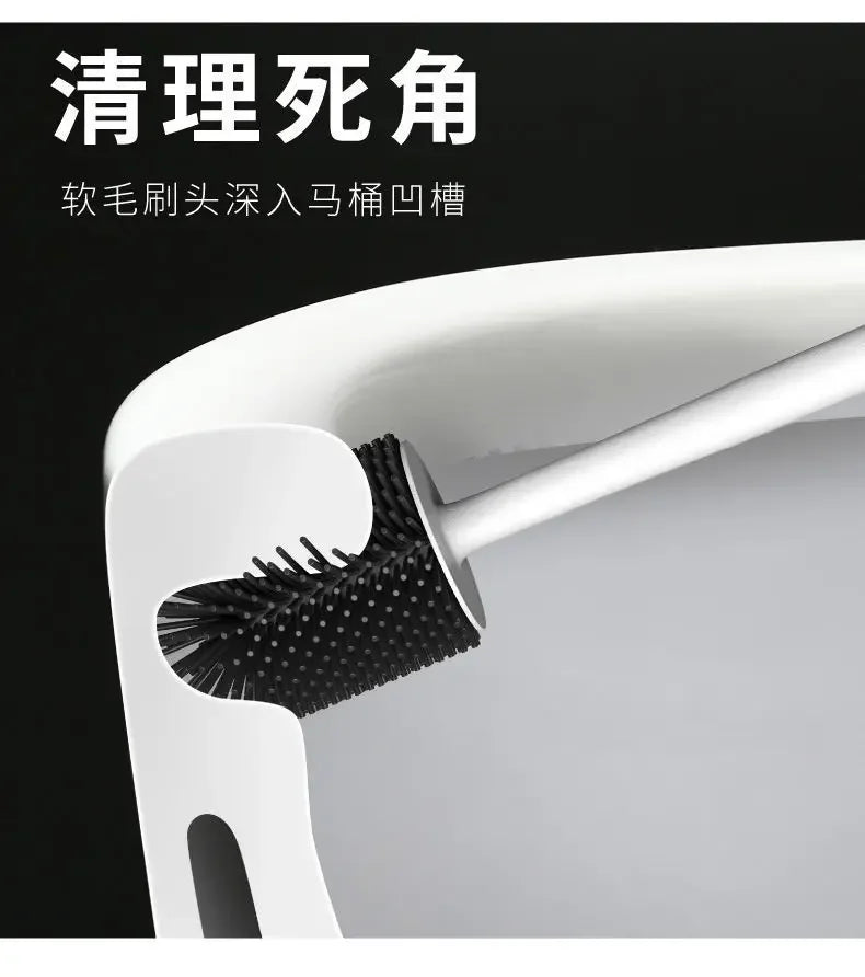 Hanging Silicone Toilet Brush Cleaner with Long Handle Flexible Cleaner Bathroom Brush Quick Drying Holder Bathroom Accessories
