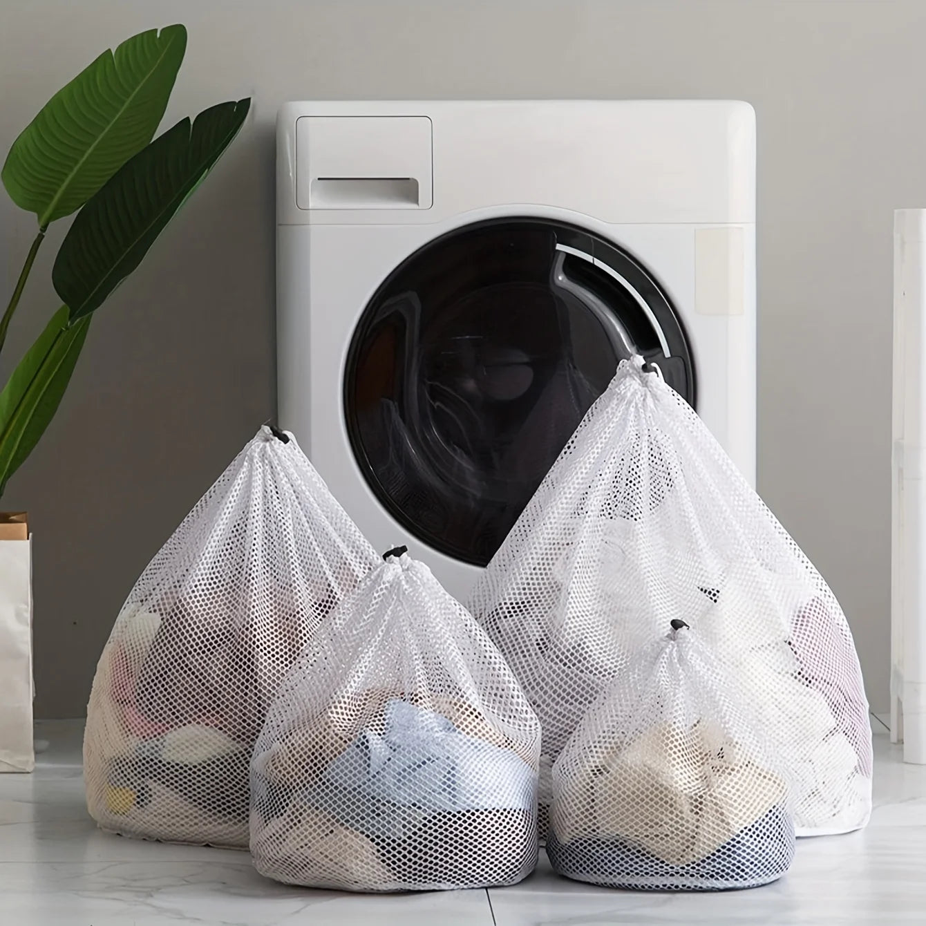 1pc/3pcs Drawstring Laundry Bag Coarse Net Washing Bags Dirty Clothes Organizer Pouch 4Pcs Set Laundry Bag For Washing Machine H