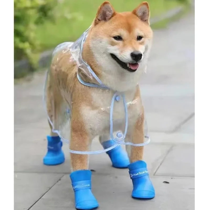 Dog Raincoat Pet Dog Puppy Transparent Rainwear Raincoat Hooded Waterproof Clearjacket Plastic Puppy Rain Poncho Outdoor