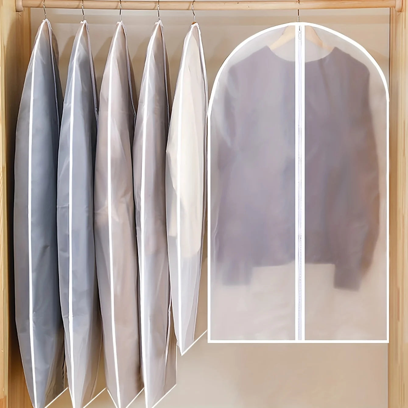 1pc Transparent Three-dimensional Clothes Dust Bag, Clothes Dust Cover, Suit Coat Dust-proof Hanging Clothes Bag, Home Storage &