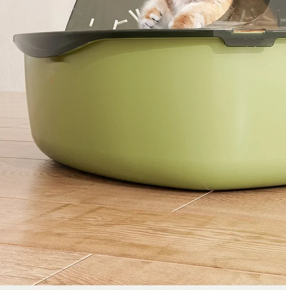 Cat Litter Box Thickening Cat Sandbox High Side Semi-enclosed Splashproof Cats Tray Toilet Cleaning Basin Supplies with Scoop