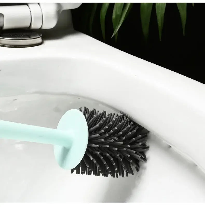 Hanging Silicone Toilet Brush Cleaner with Long Handle Flexible Cleaner Bathroom Brush Quick Drying Holder Bathroom Accessories