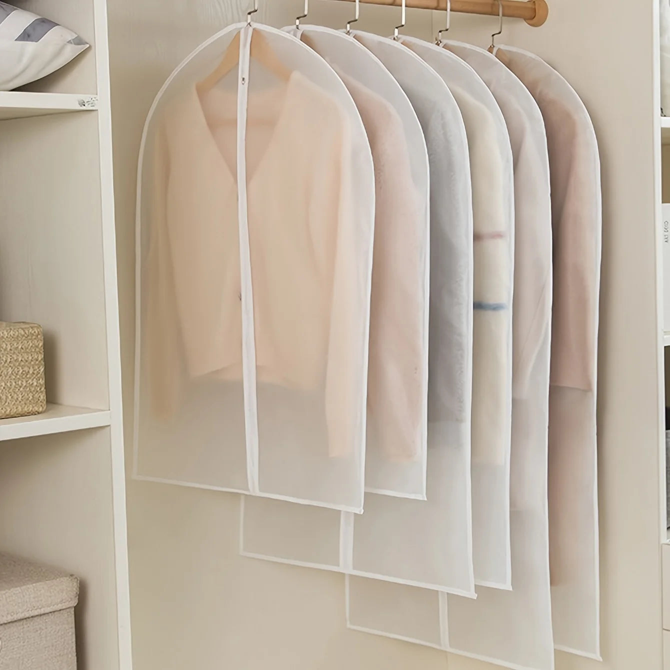 1pc Transparent Three-dimensional Clothes Dust Bag, Clothes Dust Cover, Suit Coat Dust-proof Hanging Clothes Bag, Home Storage &