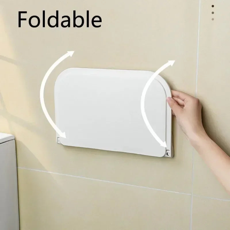 Folding Wall Mounted Shelf Saving Space Foldable Storage Rack Punch-Free Phone Holder Wifi Router Storage Tray BathroomOrganizer