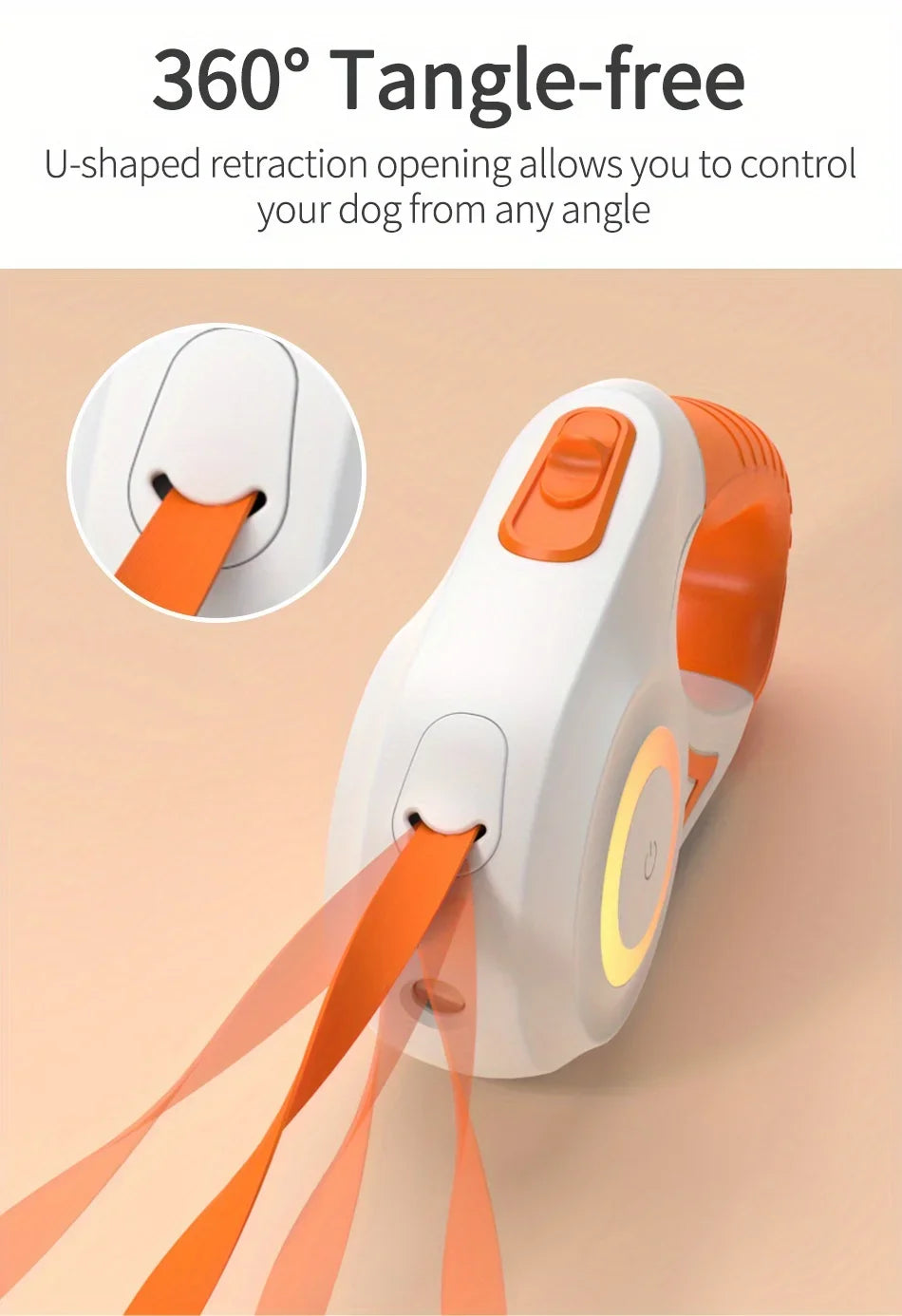 ROJECO 5M/16FT Automatic Retractable Dog Leash With LED Flash Light Outdoor Pet Walking Running Lead
