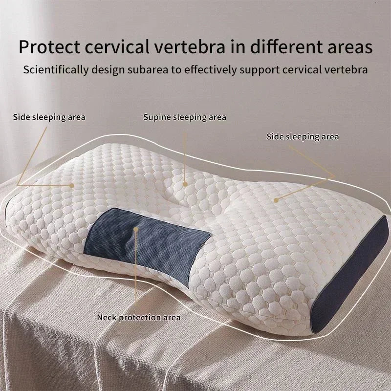 The concave convex design of the human body helps massage the neck, and the fiber massage pillow helps with sleep