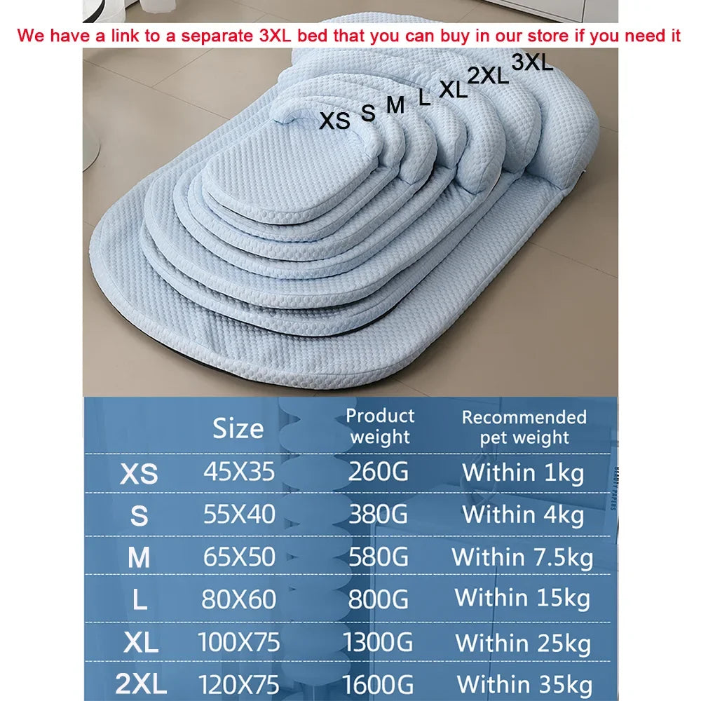 Removeable Summer Dog Bed Ice Silk Cooling Pet Mat Foam Sleeping Sofa Puppy Kennel Summer Cooling Fabric Dog Cat Bed Pet Cushion