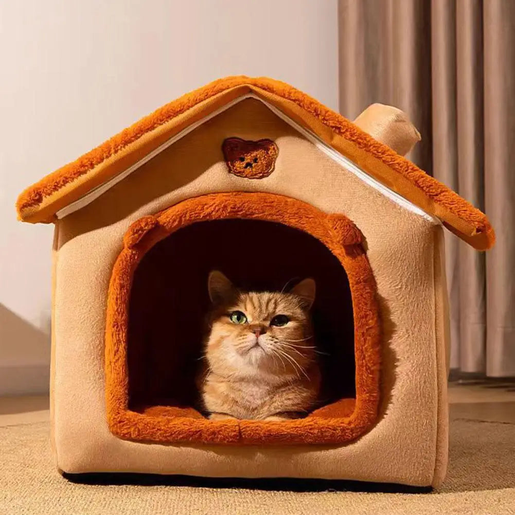 Cat Bed House Winter Sleeping Cave Collapsible Removable Washable Pet House Puppy Cave For Small Dogs And Cats Pet Supplies
