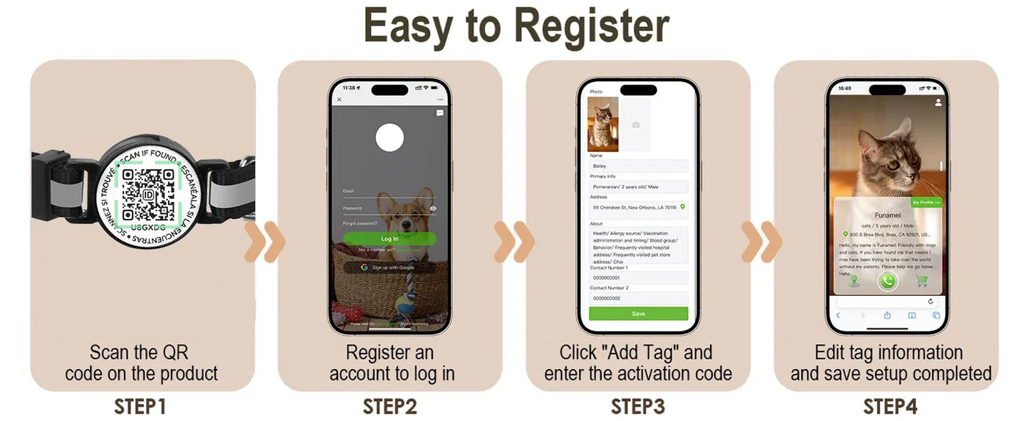 GPS Cat Collar Cats Accessories Cats Airtag Collar with QR ID Pet Tag Reflective Anti-Lost Tracker Air Tag Holder Kitten Collar