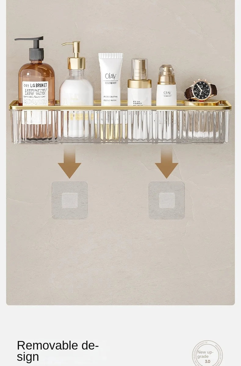 Household Bathroom Shelves Without Drilling Makeup Organizer Acryl Corner Shelf Items Bathroom Storage Rack Shampoo Holder