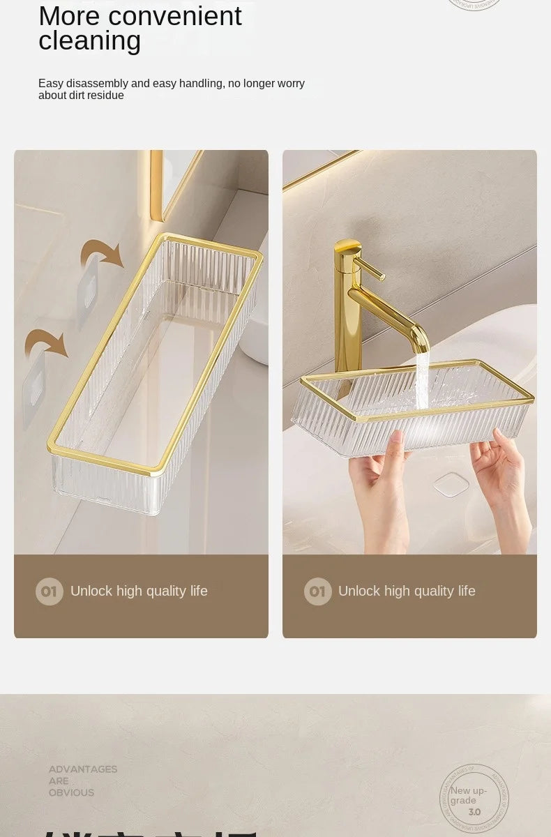 Household Bathroom Shelves Without Drilling Makeup Organizer Acryl Corner Shelf Items Bathroom Storage Rack Shampoo Holder