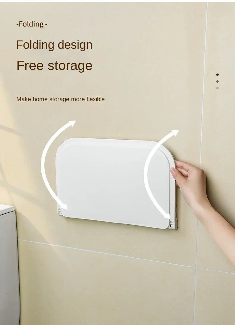 Folding Wall Mounted Shelf Saving Space Foldable Storage Rack Punch-Free Phone Holder Wifi Router Storage Tray BathroomOrganizer