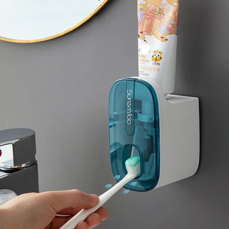 Automatic Toothpaste Dispenser Bathroom Accessories Wall Mount Lazy Toothpaste Squeezer Toothbrush Holder